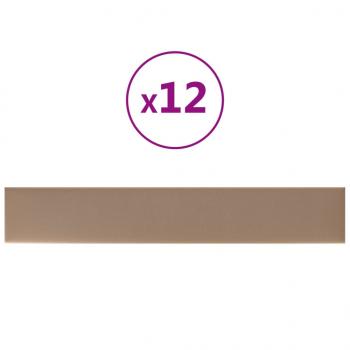 Wandpaneele 12 Stk. Cappuccino-Braun 90x15cm Kunstleder 1,62 m²