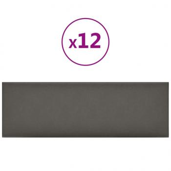Wandpaneele 12 Stk. Grau 90x30 cm Kunstleder 3,24 m²