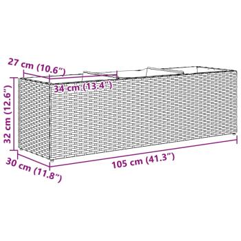 Hochbeet mit 3 Fächern Braun 105x30x32 cm Poly Rattan