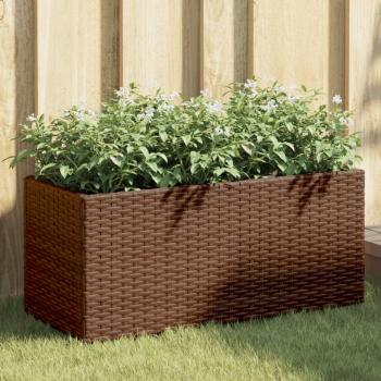 ARDEBO.de - Pflanzkübel 2 Töpfe Braun 72x30x32 cm Poly-Rattan