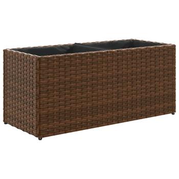 Pflanzkübel 2 Töpfe Braun 72x30x32 cm Poly-Rattan