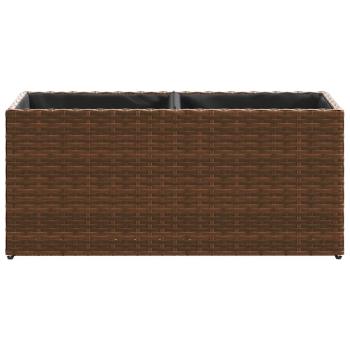 Pflanzkübel 2 Töpfe Braun 72x30x32 cm Poly-Rattan