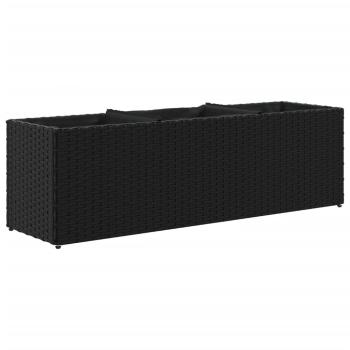 Hochbeet mit 3 Fächern Schwarz 105x30x32 cm Poly Rattan