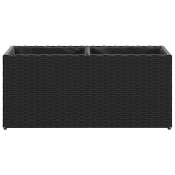 Pflanzkübel mit 2 Töpfen 2 Stk. Schwarz 72x30x32 cm Poly Rattan