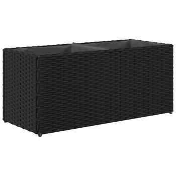 Pflanzkübel mit 2 Töpfen 2 Stk. Schwarz 72x30x32 cm Poly Rattan