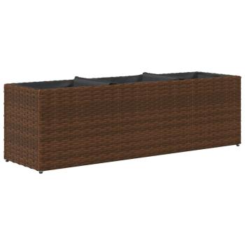 Pflanzkübel mit 3 Töpfen 2 Stk. Braun 105x30x32 cm Poly Rattan