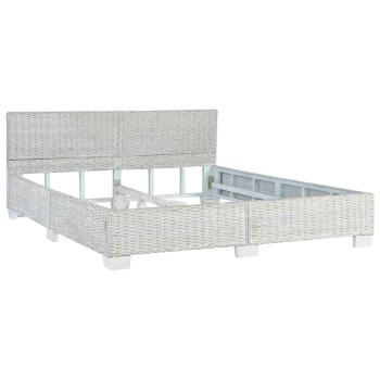 Bettgestell Grau Natur Rattan 160 x 200 cm