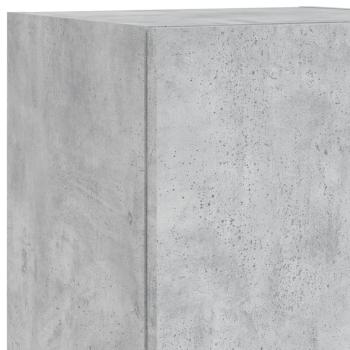 8-tlg. TV-Wohnwand mit LED-Leuchten Betongrau