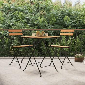 ARDEBO.de - Bistrostühle Klappbar 2 Stk. Massivholz Teak und Stahl