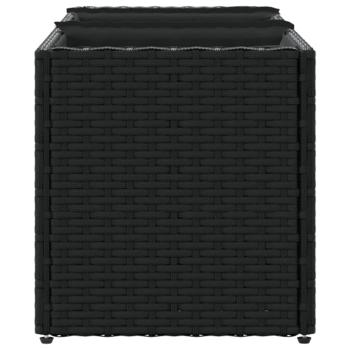 Pflanzkübel mit 3 Töpfen 2 Stk. Schwarz 105x30x32cm Poly Rattan