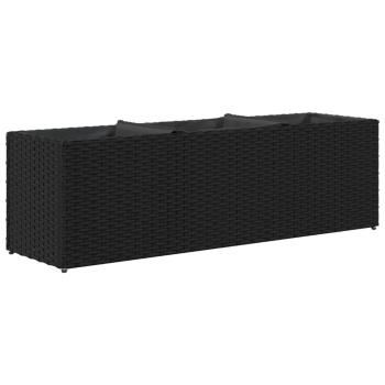Pflanzkübel mit 3 Töpfen 2 Stk. Schwarz 105x30x32cm Poly Rattan