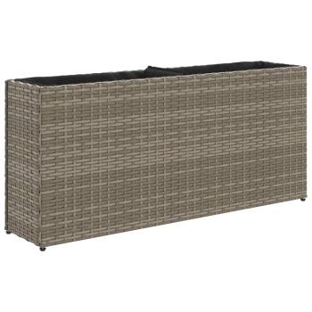 Pflanzkübel mit 2 Töpfen 2 Stk. Grau 90x20x40 cm Poly Rattan