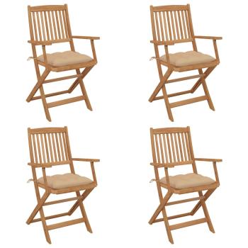 ARDEBO.de - Klappbare Gartenstühle 4 Stk. mit Kissen Massivholz Akazie