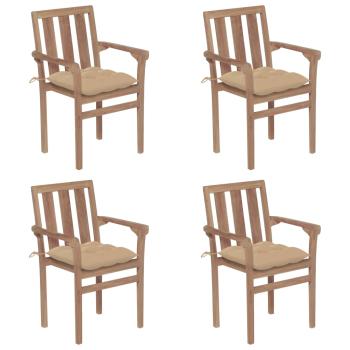 ARDEBO.de - Stapelbare Gartenstühle mit Kissen 4 Stk. Massivholz Teak
