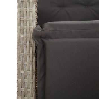 5-tlg. Garten-Essgruppe mit Kissen Hellgrau Poly Rattan