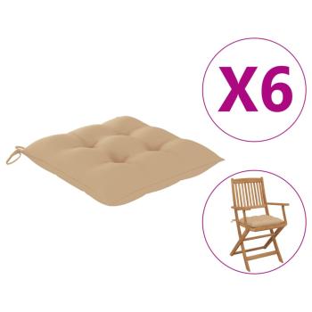 Stuhlkissen 6 Stk. Beige 40x40x7 cm Oxford-Gewebe