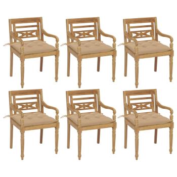 ARDEBO.de - Batavia-Stühle mit Kissen 6 Stk. Massivholz Teak
