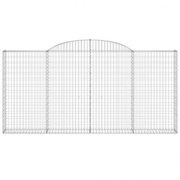 Gabionen mit Hochbogen 3 Stk. 300x30x140/160cm Verzinktes Eisen