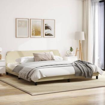 Bettgestell ohne Matratze Creme 200x200 cm Stoff