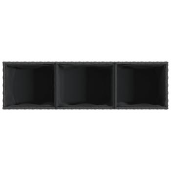 Hochbeet mit Rollen & 3 Fächern Schwarz 107x32x38cm Poly Rattan