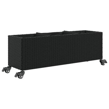 Pflanzkübel mit Rollen 2 Stk. Schwarz 107x32x38 cm Poly Rattan