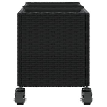 Pflanzkübel mit Rollen 2 Stk. Schwarz 107x32x38 cm Poly Rattan