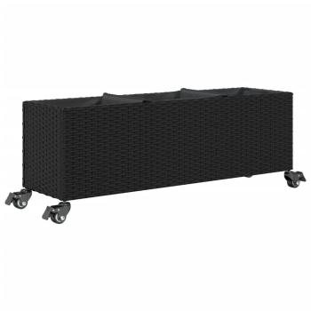 Pflanzkübel mit Rollen 2 Stk. Schwarz 107x32x38 cm Poly Rattan