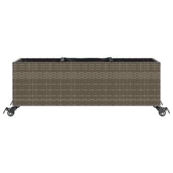 Pflanzkübel mit Rollen 2 Stk. Grau 107x32x38 cm Poly Rattan