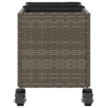 Pflanzkübel mit Rollen 2 Stk. Grau 107x32x38 cm Poly Rattan