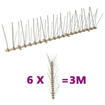 ARDEBO.de - 6-tlg. Vogelabwehr-Spikes-Set 3 m Kunststoff 5-reihig