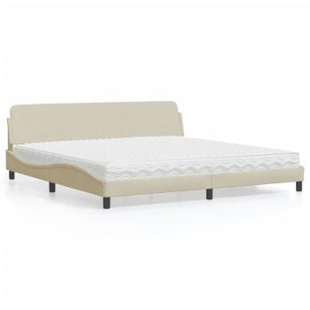 ARDEBO.de - Bett mit Matratze Creme 200x200 cm Stoff