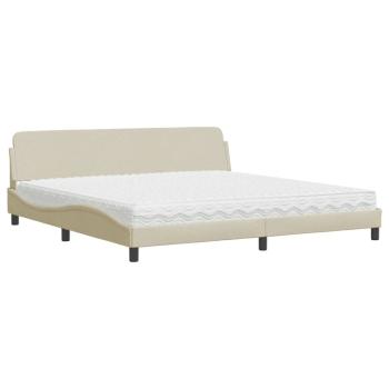 Bett mit Matratze Creme 200x200 cm Stoff