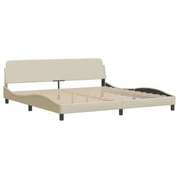 Bett mit Matratze Creme 200x200 cm Stoff