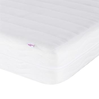 Bett mit Matratze Creme 200x200 cm Stoff
