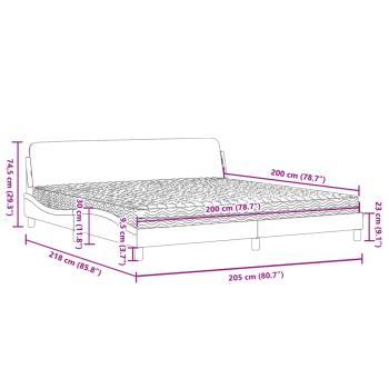 Bett mit Matratze Creme 200x200 cm Stoff