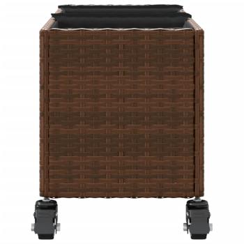Pflanzkübel mit Rollen 3 Töpfe Braun 107x32x38 cm Poly-Rattan