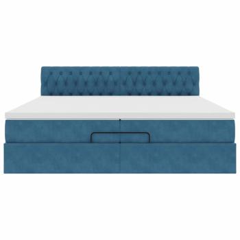 Ottoman-Bett mit Matratzen & LED Dunkelblau 200x200 cm Samt