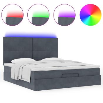 Ottoman-Bett mit Matratzen & LEDs Dunkelgrau 160x200 cm Samt