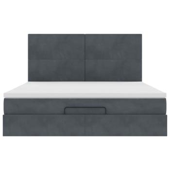 Ottoman-Bett mit Matratzen & LEDs Dunkelgrau 160x200 cm Samt
