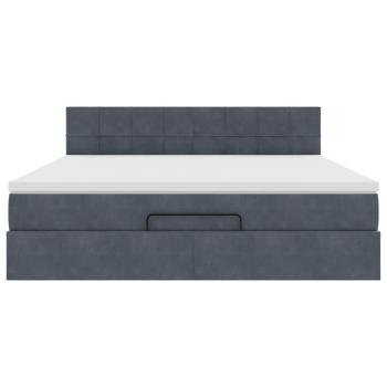 Ottoman-Bett mit Matratze & LEDs Dunkelgrau 160x200 cm Samt
