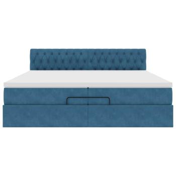 Ottoman-Bett mit Matratze Dunkelblau 200x200 cm Samt