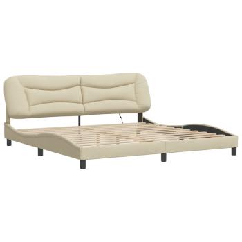 Bettgestell mit LED ohne Matratze Creme 200x200 cm Stoff
