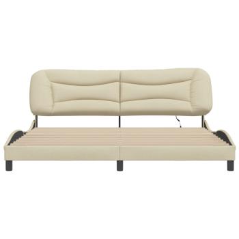 Bettgestell mit LED ohne Matratze Creme 200x200 cm Stoff