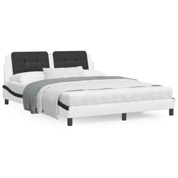ARDEBO.de - Bett mit Matratze Weiß und Schwarz 160x200 cm Kunstleder