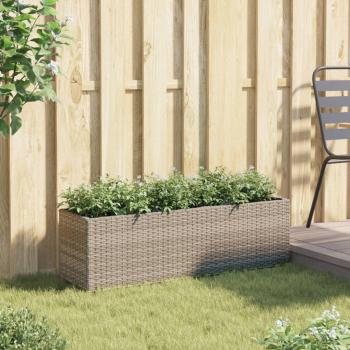 Hochbeet mit 3 Fächern Grau 105x30x32 cm Poly Rattan