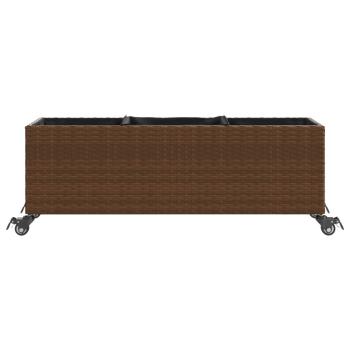 Pflanzkübel mit Rollen 2 Stk. Braun 107x32x38 cm Poly Rattan
