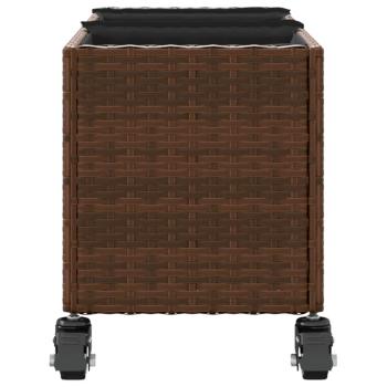 Pflanzkübel mit Rollen 2 Stk. Braun 107x32x38 cm Poly Rattan