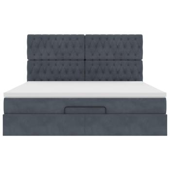 Ottoman-Bett mit Matratzen Dunkelgrau 160x200 cm Samt