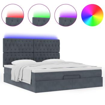 Ottoman-Bett mit Matratzen & LEDs Dunkelgrau 160x200 cm Samt