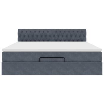 Ottoman-Bett mit Matratze & LEDs Dunkelgrau 160x200 cm Samt